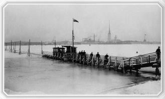 Зимний трамвайный путь по льду Невы. Фото К.К. Буллы. 1900-е