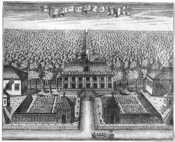 View of Palace in Ekaterinhof. Engraving by A.F.Zubov. 1716.