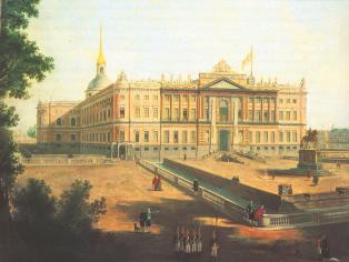 Mikhailovsky Castle from the Connetable Square. By F.Y.Alexeev.1800.