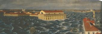 Panorama of the Flood in St.Petersburg on November 7, 1824. By I.F.Tilquer. 1824-25. Fragment.