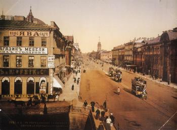 Nevsky Prospect. The View from the House of Kotomin. Photo, late 19th century