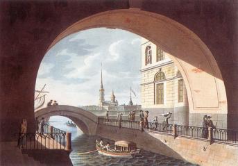 Winter Canal.Watercolour by I.Urenius. 1815.