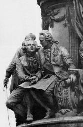 A.A.Bezborodko (left) and I..I.Betskoy. Monument to Catherine II, fragment.