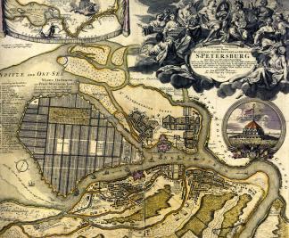 Plan of Saint Petersburg. Published by I.Homann.1720.