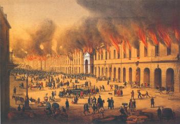"Пожар в Петербурге 28 и 29 мая 1862 года". Литография неизвестного автора. Ок. 1862.