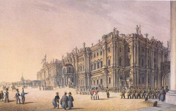 Зимний дворец. Литография К.П.Беггрова. Вторая половина 1820-х - 1830-е