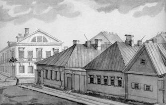 "Дом на Песках". Акварель А. Фоссе. 1844.
