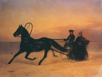 Nicholas I in sledge. N.E. Sverchkov. 1853.