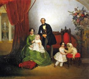 Семейный портрет в интерьере. Е.И.Ботман. 1845