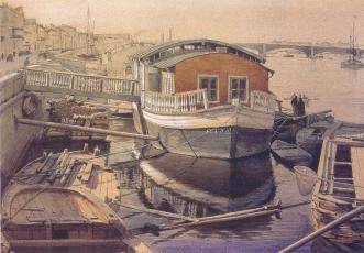 Вид на Неву и Николаевский мост. Рисунок Л.О.Премацци. 1876