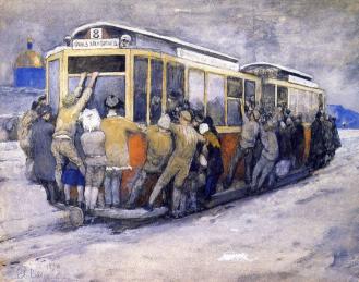 Трамвайные "висельники". А.И.Вахрамеев. 1920