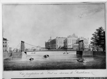 В. фон Треттер. Цепной Пантелеймоновский мост. Литография 1820-х