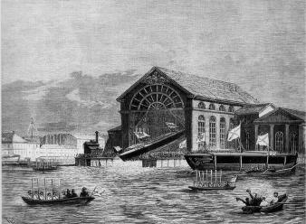 Slipway of the New Admiralty. Engraving, the mid-19th century.