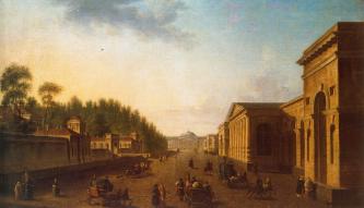 Potemkinskaya Street (on the right, the riding-hall of Cavalry Regiment). By F.Y.Alexeev. Circa 1800.