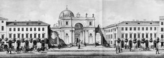 St.Catherine’s Roman Catholic Church. A fragment of The Panorama of Nevsky Prospect. Lithograph by P.S.Ivanov from the original drawing by V.S.Sadovnikov. 1835.