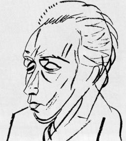 Н. И. Кульбин. Портрет Велимира Хлебникова. Литография. 1913.