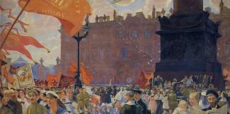 Б. М. Кустодиев. "Демонстрация на площади Урицкого в Петрограде 19 июля 1920 года". 1921.
