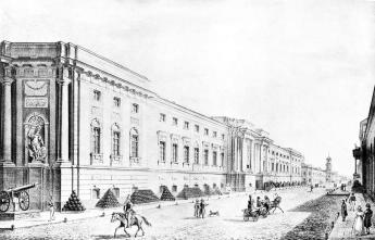 View of Old Arsenal on Liteiny Avenue. Lithograph by S.F.Galaktionov. 1822.