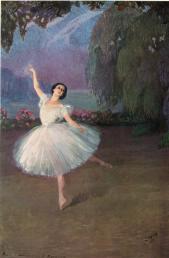 "Тамара Карсавина в балете "Сильфида"". Худ. С. А. Сорин. 1910.