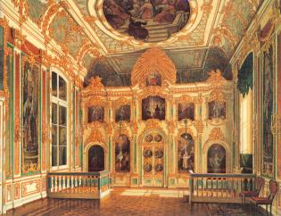Winter Palace Holy Annunciation Church. Watercolour by E.P.Hau, 1862.