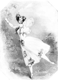 Maria Taglioni in Zephyr and Flora Ballet. Engraving, 1831.