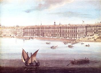 А. Тозелли. Панорама Петербурга. Акварель. 1820. Фрагмент