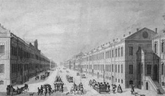 M.I.Makhaev. The view of Nemetskaya Street from the Main Pharmacy to the Winter Palace. 1751.