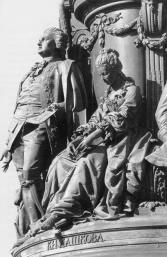 E.R.Dashkova (on the right) and G.R.Derzhavin. A fragment of the monument to Catherine II.