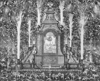 Фейерверк в честь заключения Ништадтского мира. Гравюра 1721