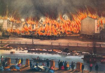 Fire in Petersburg on May 28th and 29th, 1862. Lithograph, author unknown. Circa 1862.