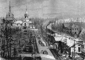 Успенская церковь на Успенском кладбище. Гравюра 1875