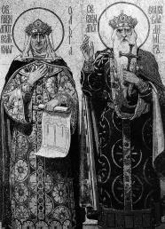 Мозаичные изображения свв. Ольги и Владимира в соборе Воскресения Христова