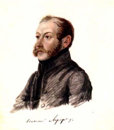 Николай Иванович Лорер.
Акварель Н.А.Бестужева. 1832-1833.
