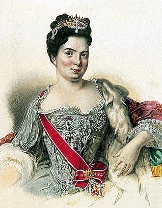 Екатерина I Алексеевна, русская императрица. По картине 1717 г.