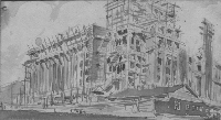 Строительство Большого дома. Рис. Н.Е. Лансере. 1932.
Изображение с сайта: http://topos.memo.ru/en/node/67