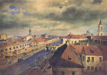 "Екатерининский канал". Акварель Ф. Ф. Баганца. Нач. 1860-х гг.