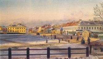 Kirochnaya Street. Drawing by M.Y.Willie. 1862.