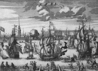 А.Ф.Зубов. Вид Петербурга. Гравюра.1725