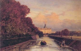 View of the Mikhailovsky Palace from Lebyazhya Canal in St. Petersburg. By A.P.Bogolyubov. 1880s.