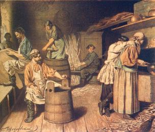 Five Coopers. Lithograph by I.S.Bondarevsky. 1846.