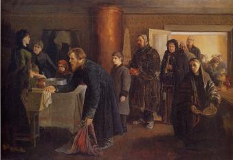 "Даровая столовая". Худ. В. И. Навозов. 1888.
