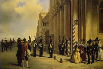 Changing of the Guard at the Winter Palace. Author unknown. 1837.