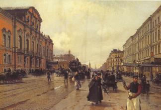 А. К. Беггров. "Невский проспект у Аничкова моста". 1886.