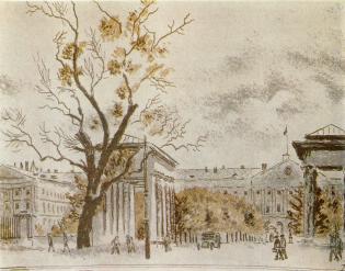 V.M.Konashevich. The Smolny. Lithograph. 1932.