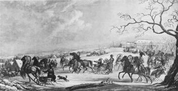 Road to Krasny Kabachok. Engraving by A.I.Sauerweid. 1813.
