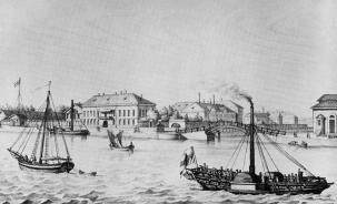 Steamer Goes to Kronstadt. Lithograph, 1820s.
