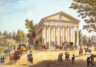 Kamennostrovsky Theatre. Engraving by M.Ivanov. 1830(?).