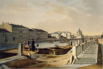 "Фонтанка". Литография с оригинала Ф.-В. Перро. 1839-40.
