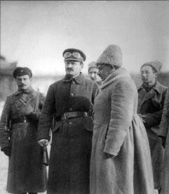 Chairman of Military Revolutionary Council L.D.Trotsky during Yudenich's attack on Petrograd. 1919.