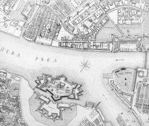 Plan of Saint Petersburg. 1753. A fragment of the central page.